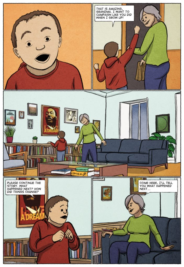 Page 6 of Unconditional Freedom 2049 comic on European basic income.