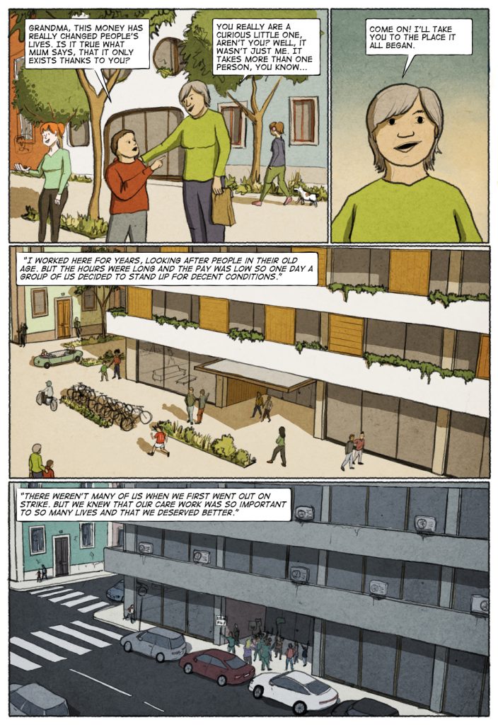 Page 3 of Unconditional Freedom 2049 comic on European basic income.