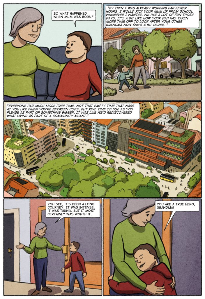 Page 8 of Unconditional Freedom 2049 comic on European basic income.