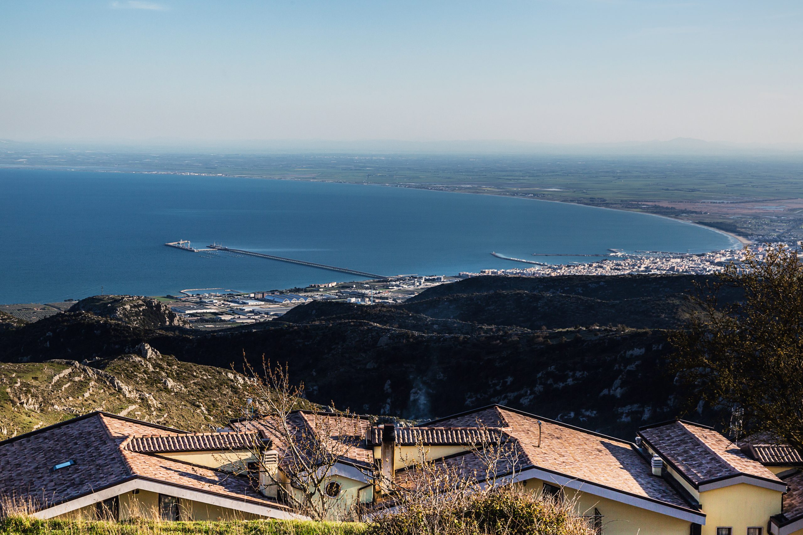The Gulf of Manfredonia seen from Monte Sant’Angelo. Jurisdiction over the industrial area next to Manfredonia belongs to the town, located almost 17 kilometres away.