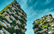 Vertical Forest (Bosco Verticale) Innovative Green House Skyscraper in Milan representing commitment to sustainable economy designed by Boeri Studio